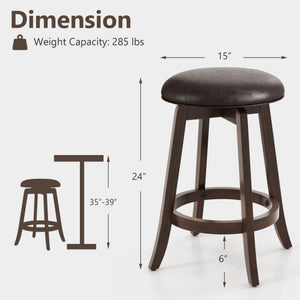 Set of 2 24/29 Inch Upholstered PU Leather Bar Stool with 360 ° Swivel Round Seat-24 Inch