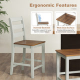 Set of 2 Counter Bar Stool with Inclined Backrest and Footrest-Gray
