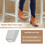 Set of 2 Counter Bar Stool with Inclined Backrest and Footrest-Gray