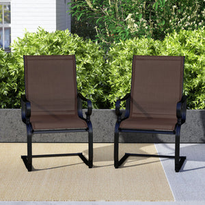 Set of 2 Patio Chairs with Quick-drying and Breathable Fabric for Backyard-Brown
