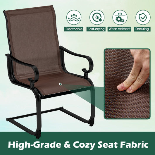 Set of 2 Patio Chairs with Quick-drying and Breathable Fabric for Backyard-Brown