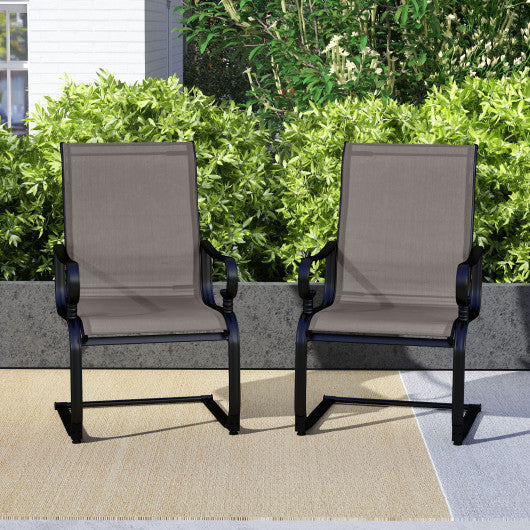 Set of 2 Patio Chairs with Quick-drying and Breathable Fabric for Backyard-Gray