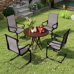 Set of 2 Patio Chairs with Quick-drying and Breathable Fabric for Backyard-Gray