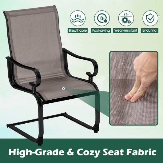 Set of 2 Patio Chairs with Quick-drying and Breathable Fabric for Backyard-Gray