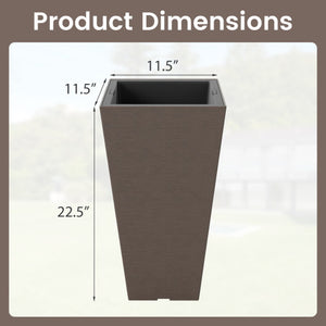 Set of 2 Square Taper Planter with Removable Inner Bucket and Optional Drainage Hole-M