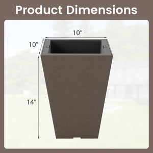 Set of 2 Square Taper Planter with Removable Inner Bucket and Optional Drainage Hole-S