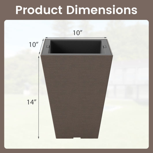 Set of 2 Square Taper Planter with Removable Inner Bucket and Optional Drainage Hole-S