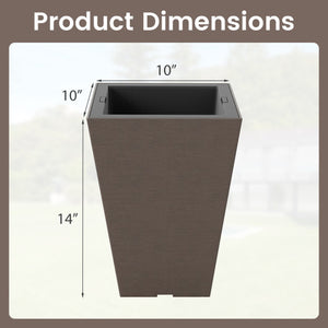 Set of 2 Square Taper Planter with Removable Inner Bucket and Optional Drainage Hole-S