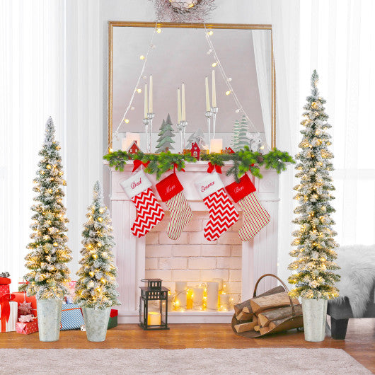 Set of 3 Pre-Lit Snow Flocked Artificial Christmas Trees witrh 423 Branch Tips