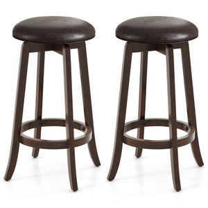 Set of 2 24/29 Inch Upholstered PU Leather Bar Stool with 360 ° Swivel Round Seat-29 inches