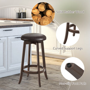 Set of 2 24/29 Inch Upholstered PU Leather Bar Stool with 360 ° Swivel Round Seat-29 inches