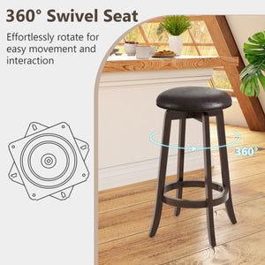 Set of 2 24/29 Inch Upholstered PU Leather Bar Stool with 360 ° Swivel Round Seat-29 inches