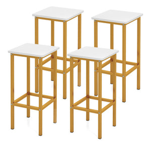 Set of 4 Bar Stool Set 26 Inch Bar Chair with Metal Legs and Footrest-White