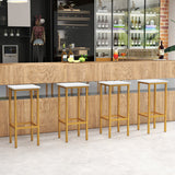 Set of 4 Bar Stool Set 26 Inch Bar Chair with Metal Legs and Footrest-White