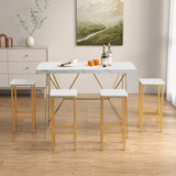 Set of 4 Bar Stool Set 26 Inch Bar Chair with Metal Legs and Footrest-White