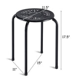 Set of 6 Stackable Multifunctional Daisy Design Backless Round Metal Stool Set-Black