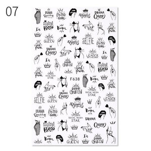 Sexy Lady Pattern 3D Nail Stickers Character Image Decals Slider Valentine Black White Nail Art Decoration Strip Line Nail Decal Self-Adhesive 3D Wave Design Decoration for Women Girls Art Stickers Decal Decoration Metallic Curve Strip Line Nail