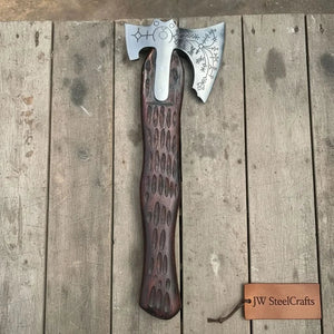 Engraved Leviathan Axe Replica with Carved Wood Handle