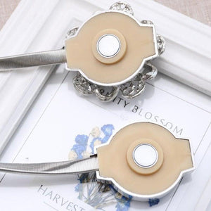 Shiny Flowers Magnetic Curtain Clip Tieback European Style Curtain Clasp Hanging Ball Rope Straps Home Decoration Accessories Crystal Curtain Magnetic Tieback Flower Curtain Clips Buckle with Stretchy Wire Rope For Home Office Decoration