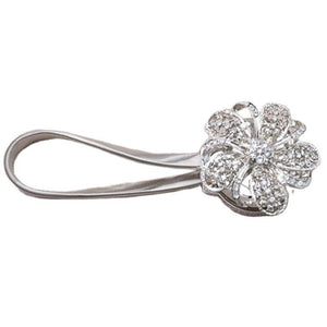 Shiny Flowers Magnetic Curtain Clip Tieback European Style Curtain Clasp Hanging Ball Rope Straps Home Decoration Accessories Crystal Curtain Magnetic Tieback Flower Curtain Clips Buckle with Stretchy Wire Rope For Home Office Decoration