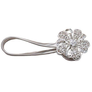 Shiny Flowers Magnetic Curtain Clip Tieback European Style Curtain Clasp Hanging Ball Rope Straps Home Decoration Accessories Crystal Curtain Magnetic Tieback Flower Curtain Clips Buckle with Stretchy Wire Rope For Home Office Decoration