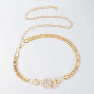 Shiny Women Metal Belt Luxurious Gold Dress Chain Belts Elegant Polished Adjustable Metal Mirror Waist Belt