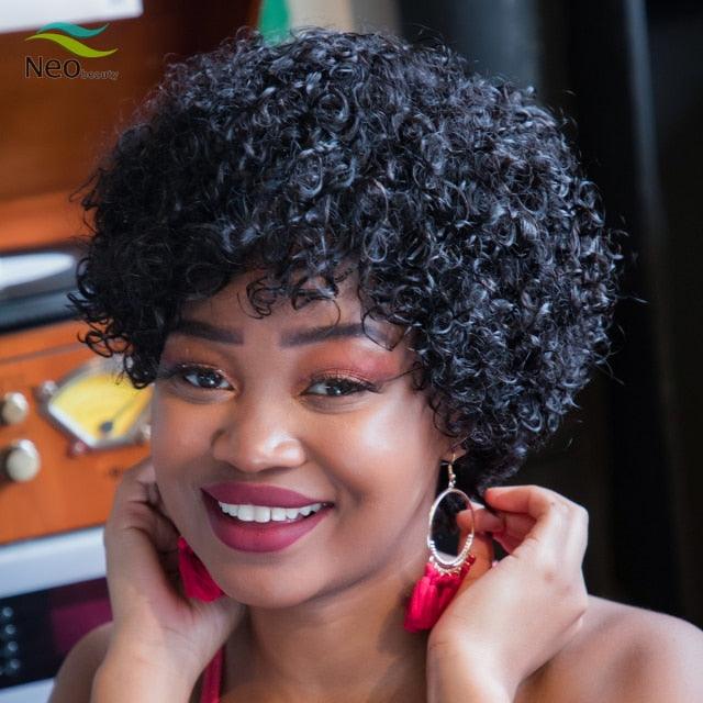 Short Curly Human Hair Wigs Pixie Cut Wigs Lace Front Wigs for Women Remy Hair Wig for Women Pre Plucked with Baby Hair Wigs For Black Women Gifts for Girlfriends