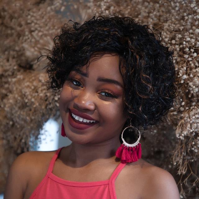 Short Curly Human Hair Wigs Pixie Cut Wigs Lace Front Wigs for Women Remy Hair Wig for Women Pre Plucked with Baby Hair Wigs For Black Women Gifts for Girlfriends