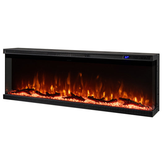 36/40/50/60 Inch Wide 3-Sided Electric Fireplace Insert with Remote Control and 12 Flame Colors-50 Inch