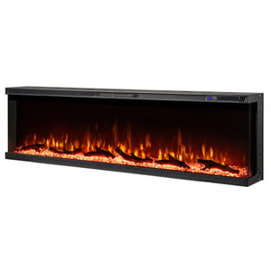 36/40/50/60 Inch Wide 3-Sided Electric Fireplace Insert with Remote Control and 12 Flame Colors-60 inch