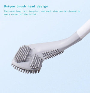 Silicone Bristles Toilet Brush And Holder For Bathroom Storage And Organization Compact Wall Hang Cleaning Kit Accessories Silicone Toilet Brush With Holder Bathroom Toilet Bowl Brush Set Non-Slip Handle Wall Mounted Floor Standing