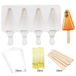 Silicone Mold Baking Pan Ice Cream Molds For Cake Popsicle Chocolate Pastry And Bakery Kitchen Tools Accessories 4 Cavities Homemade Cake Pop Mold Cake Pop Maker Ice Pop Mold