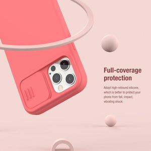 Silicone Soft Slim Cover Shockproof Full Protective Anti Scratch Case For iPhone 14 Pro Max Case Silicone Soft Case For iPhone 13 Pro Slide Camera Protect Privacy Cover for iPhone 12