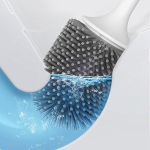 Silicone Toilet Brush For Accessories Drainable Toilet Brush Wall-Mounted Cleaning Tools Home Bathroom Accessories Sets Toilet Brushes And Holder For Bathroom Deep Cleaning Quick Drying Wall Mounted Set Soft Bristled cleaner No-Slip