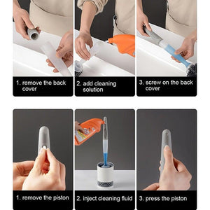 Silicone Toilet Brush Wall-Mounted Cleaning Tools Refill Liquid No Dead Corners Toilet Brush Home Bathroom Accessories Set  Toilet Brush And Holder Set Toilet Bowl Brush With Caddy Bathroom Stiff Bristles Toilet Scrub Brush