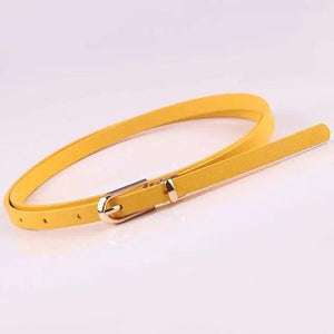 Simple Cute Leather Belts Candy Color Thin Skinny Waistband Classic Adjustable Fashion Women Belts
