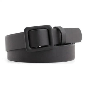 Simple Double Round Buckle PU Leather Waist Strap Vintage Design Double O-Ring Buckle  Women Leather Belt For Jeans And Dresses