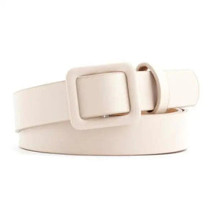 Simple Double Round Buckle PU Leather Waist Strap Vintage Design Double O-Ring Buckle  Women Leather Belt For Jeans And Dresses
