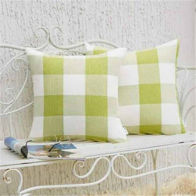 Simple Plaid Linen Pillow Case Invisible Zipper Household Hugging Pillow Case Decorative Retro Plaids Linen Throw Pillow Covers Soft Soild Decorative Cushion Case For Sofa Bedroom Pillow Case 45x4CM