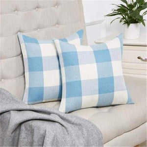 Simple Plaid Linen Pillow Case Invisible Zipper Household Hugging Pillow Case Decorative Retro Plaids Linen Throw Pillow Covers Soft Soild Decorative Cushion Case For Sofa Bedroom Pillow Case 45x4CM