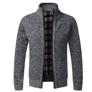 Simple Quality Autumn Winter New Men's Jacket Slim Fit Jacket Slim Fit Thick Sweaters Male Jacket Men Solid Cotton Thick Warm Sweater With Pockets  Fashion Warm Cold Weather Classic Jacket