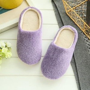 Simple Solid Soft Plush Slippers For Men And Women Winter Warm Indoor Non-slip Slippers Shoes Comfortable Memory Foam Slippers For Women's And Men's Casual House Shoes