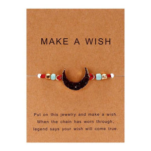 Simple Stone Charm Bracelet Colorful Black Red String Braided Couple Bracelets Wish Card Jewelry Handmade Woven Thread Rope String Nature Stone Beads Charm Bracelet Cuff Bangles With Message Card 18-30cm