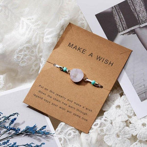 Simple Stone Charm Bracelet Colorful Black Red String Braided Couple Bracelets Wish Card Jewelry Handmade Woven Thread Rope String Nature Stone Beads Charm Bracelet Cuff Bangles With Message Card 18-30cm