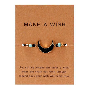 Simple Stone Charm Bracelet Colorful Black Red String Braided Couple Bracelets Wish Card Jewelry Handmade Woven Thread Rope String Nature Stone Beads Charm Bracelet Cuff Bangles With Message Card 18-30cm