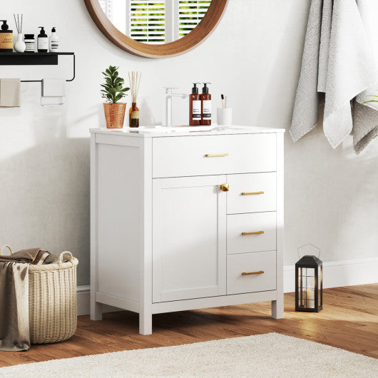 Single Bathroom Vanity with 2 Drawers and 1 Door-White