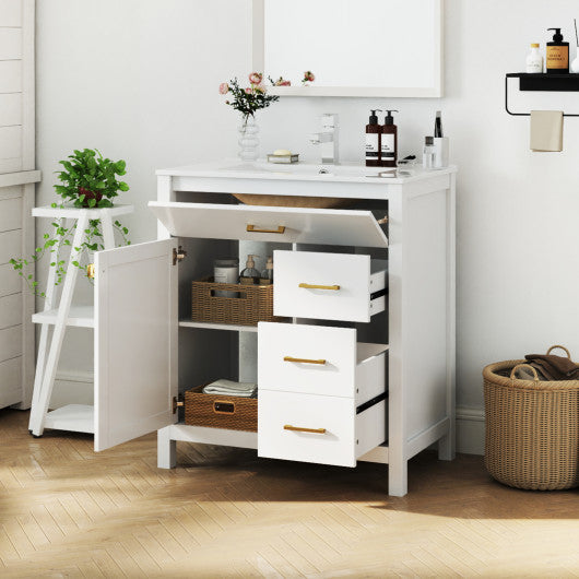 Single Bathroom Vanity with 2 Drawers and 1 Door-White
