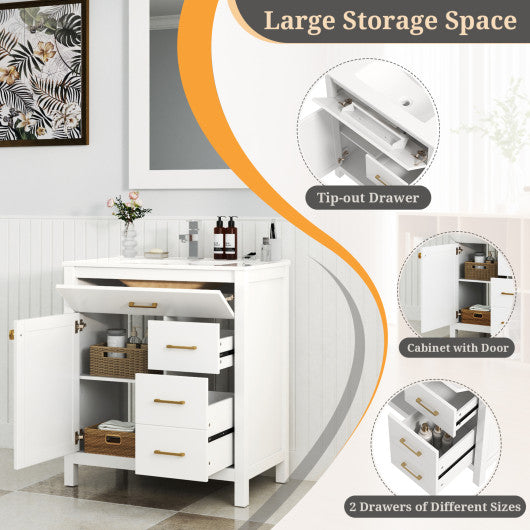 Single Bathroom Vanity with 2 Drawers and 1 Door-White