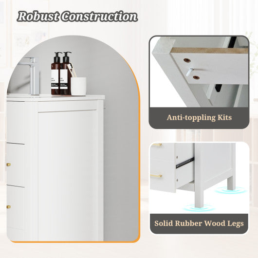 Single Bathroom Vanity with 2 Drawers and 1 Door-White