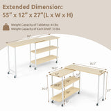 360 ° Rotating Sofa Side Table with 2-Tier Storage Shelves-Natural